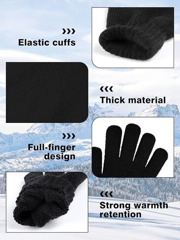 Cooraby 3 Pairs Kid's Winter Gloves Thick Cashmere Warm Knitted Gloves Children Cold Weather Gloves in Kuwait