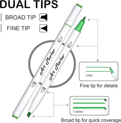 172 Colors Alcohol Based Dual Tip Art Markers, 171+1 Blender Permanent Marker Pens Plus 1 Marker Pad 1 Case Perfect for Kids Adult Artist Coloring Books Drawing Sketching and Card Making in Kuwait