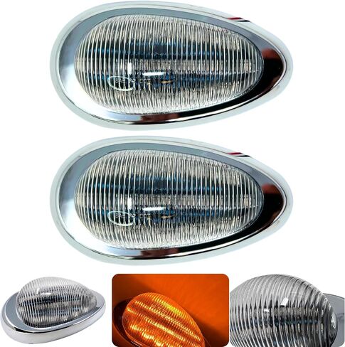 All Star Truck Parts] Pair (Qty 2) 6" Amber Sleeper Cab LED Side Marker/Turn Led Light Clearance For Freightliner Century/Columbia Surface Mount 15LED, Amber Oval Side Marker and Turn Signal Sealed in Saudi Arabia