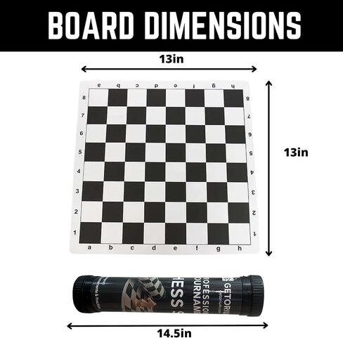 GETORIUM Tournament Chess Set, Portable and Professional Set with Travel Portable Plastic Tube Roll. Plastic Staunton Chess Pieces, Foldable Vinyl Chess Board. (Green, 19X19IN) in Saudi Arabia