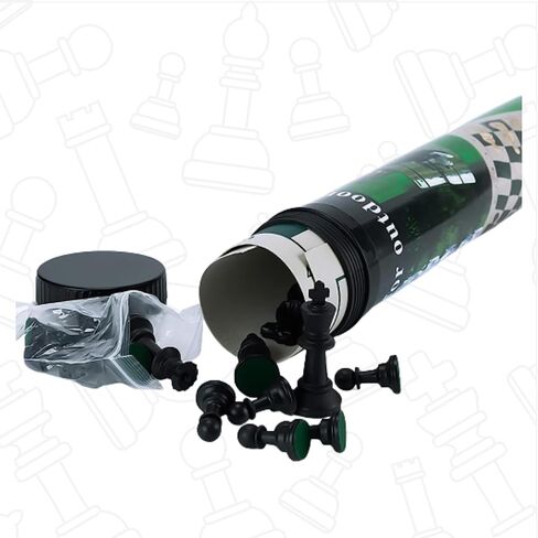 GETORIUM Tournament Chess Set, Portable and Professional Set with Travel Portable Plastic Tube Roll. Plastic Staunton Chess Pieces, Foldable Vinyl Chess Board. (Green, 19X19IN) in Saudi Arabia