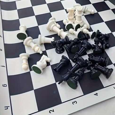 GETORIUM Tournament Chess Set, Portable and Professional Set with Travel Portable Plastic Tube Roll. Plastic Staunton Chess Pieces, Foldable Vinyl Chess Board. (Green, 19X19IN) in Saudi Arabia