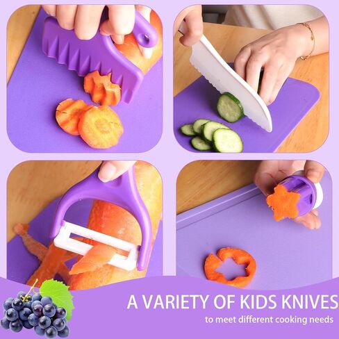 Montessori Knife Set for Real Cooking – Safe Kitchen Tools, Cooking Toys for Ages 4-10, Birthday Gift for Girls & Boys, Educational Cutting Set Christmas in Kuwait