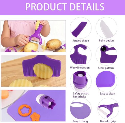 Montessori Knife Set for Real Cooking – Safe Kitchen Tools, Cooking Toys for Ages 4-10, Birthday Gift for Girls & Boys, Educational Cutting Set Christmas in Kuwait