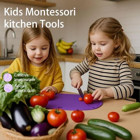 Montessori Knife Set for Real Cooking – Safe Kitchen Tools, Cooking Toys for Ages 4-10, Birthday Gift for Girls & Boys, Educational Cutting Set Christmas in Kuwait