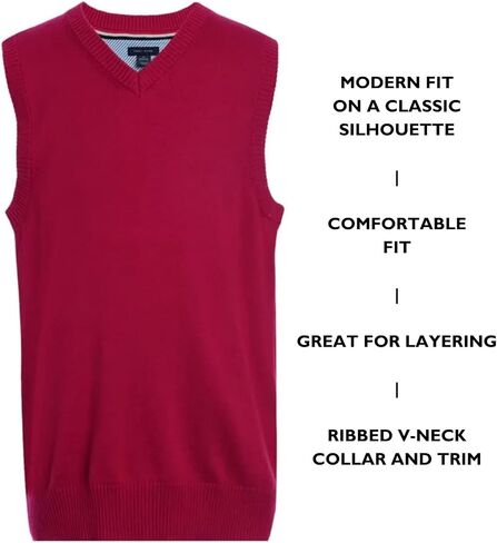 Tommy Hilfiger Boys Sleeveless V-Neck Sweater Vest, Kids School Uniform Clothes, Pullover in Saudi Arabia