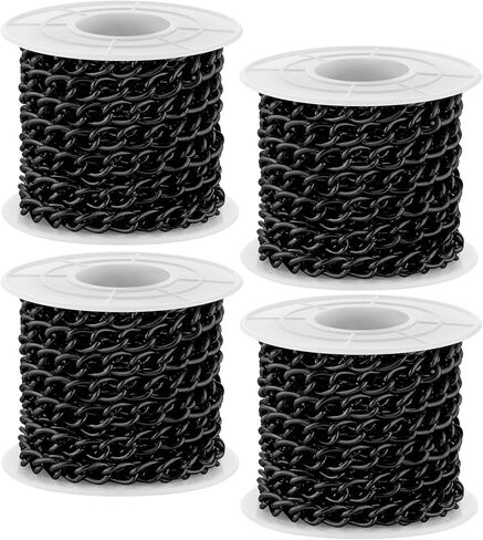 4 Rolls 39.4 Feet in Total Aluminium Curb Chains Twisted Links Curb Chain Spool Jewelry Making Chains for Bracelet Necklace Jewelry Making (Rose, Black, Silver, Gold) in Saudi Arabia