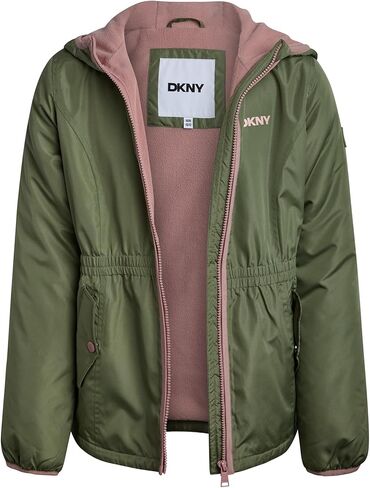 DKNY Girls' Winter Jacket - Polar Fleece Lined Anorak Parka - Weather Resistant Insulated Windbreaker Coat for Girls (7-16) in Kuwait