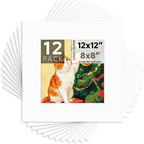 Mat Board Center, 8x8 Mix Color Mats for 4x4 Pictures - Pack of 12 in Kuwait