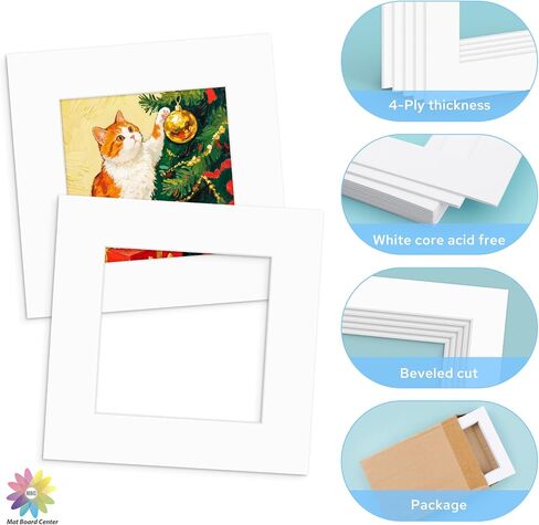 Mat Board Center, 8x8 Mix Color Mats for 4x4 Pictures - Pack of 12 in Kuwait