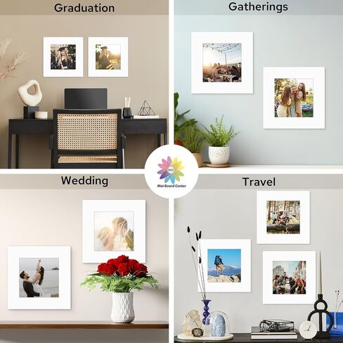 Mat Board Center, 8x8 Mix Color Mats for 4x4 Pictures - Pack of 12 in Kuwait