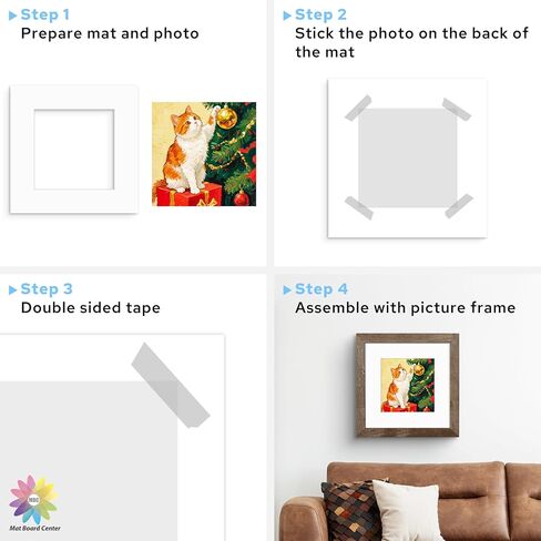 Mat Board Center, 8x8 Mix Color Mats for 4x4 Pictures - Pack of 12 in Kuwait