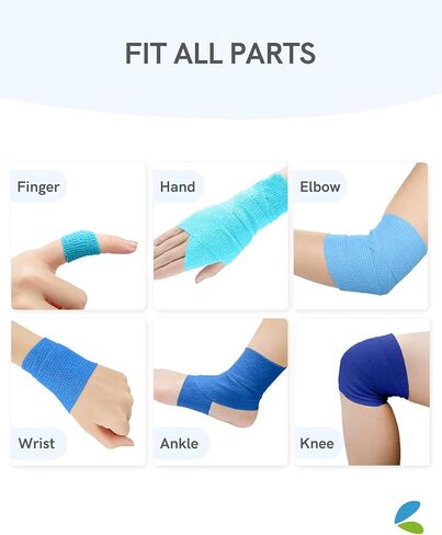 FriCARE Latex Free Self Adhesive Bandage Wrap, Fluorescent Colors First Aid Supplies Medical Tape Self-Adherent Cohesive Bandages, Non-Woven Elastic Athletic Spat Tape Vet Wrap 6 Rolls 2" x 5 Yards in Kuwait