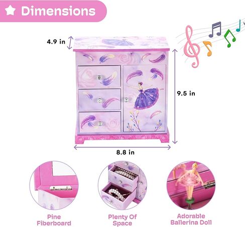 Jewelkeeper Unicorn Musical Jewelry Box with 3 Pullout Drawers, Fairy Princess and Castle Design, Dance of the Sugar Plum Fairy Tune in Saudi Arabia