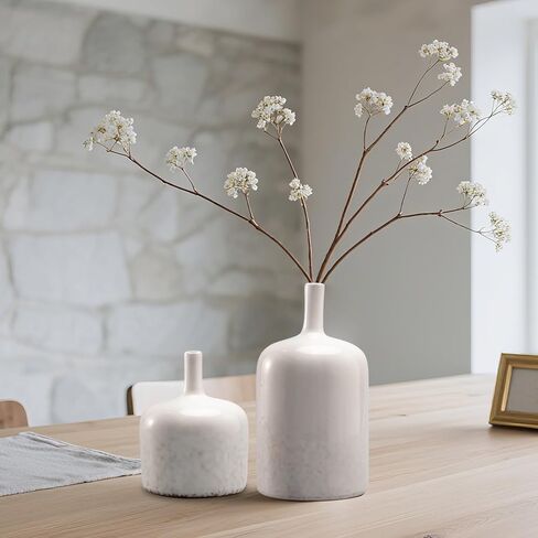 مزهريات سيراميك زرقاء - مجموعة من 2 مزهريات زرقاء حديثة من الزجاج التفاعلي للقطع المركزية، مزهرية فريدة طويلة الرقبة للمدفأة وغرفة النوم والمطبخ Cynkeyee in Kuwait