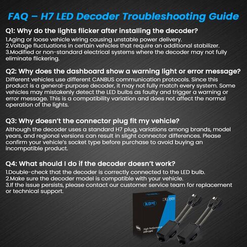 H7 LED Light Decoder Canbus، مقاوم تحميل خالٍ من الأخطاء ومضاد للوميض، محول مقاوم إلغاء تحذير LED، 2 حزمة in Kuwait