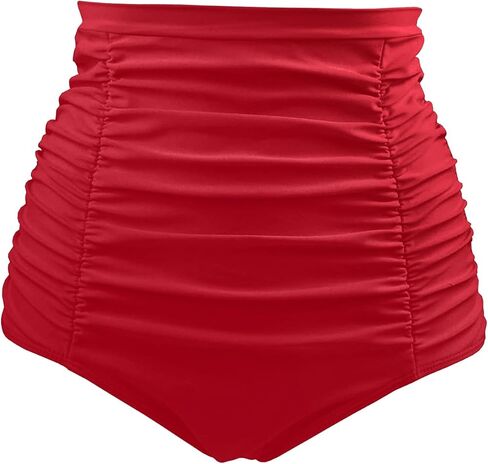 Tempt Me Women's High Waisted Swimsuit Bottom Tummy Control Ruched Bikini Bottom Vintage Swim Bottom Tankini Briefs in Kuwait