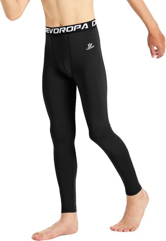 DEVOROPA Youth Boys' Compression Leggings Sports Tights Fleece Lined Thermal Base Layer Pants in Kuwait