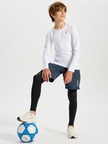 DEVOROPA Youth Boys' Compression Leggings Sports Tights Fleece Lined Thermal Base Layer Pants in Kuwait