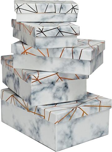 اليف صناديق هدايا متداخلة أنيقة مزخرفة - 6 صناديق - صناديق متداخلة ذات طابع جميل ومزينة - مثالية للهدايا أو الديكور البسيط حول المنزل! (برج ايفل) in Kuwait