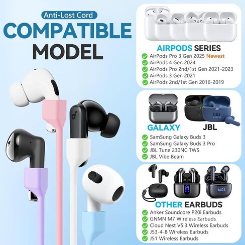 أشرطة مغناطيسية قوية للغاية مضادة للفقد لأجهزة AirPods، حبل رياضي من السيليكون الناعم الملون متوافق مع Airpods 1st 2nd 3rd Generation Pro 3 2 1، حبل حبل للرقبة - أسود in Kuwait