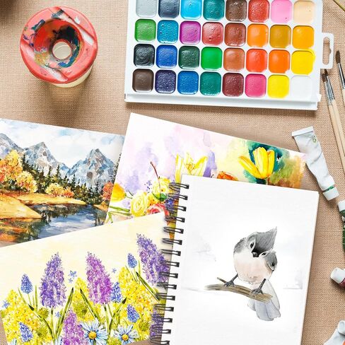 Funto Watercolor Pad 5.5x8.5, 30 Sheets, 140lb/300gsm, Double-Sided Cold Press, Spiral Bound, Heavyweight Paper for Watercolor Painting in Saudi Arabia