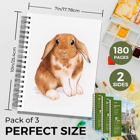 Funto Watercolor Pad 5.5x8.5, 30 Sheets, 140lb/300gsm, Double-Sided Cold Press, Spiral Bound, Heavyweight Paper for Watercolor Painting in Saudi Arabia