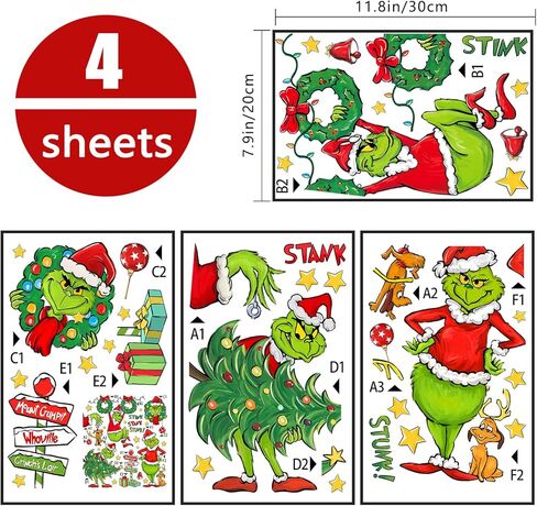 yovkky 154 جهاز كمبيوتر شخصى عيد ميلاد سعيد الزنجبيل نافذة التشبث، شجرة عيد الميلاد الزنجبيل رجل الحلوى النعناع كوكي شاحنة ملصقات الشارات الديكور، 2024 رأس السنة الجديدة عطلة الشتاء حزب المنزل ديكورات المطبخ in Kuwait