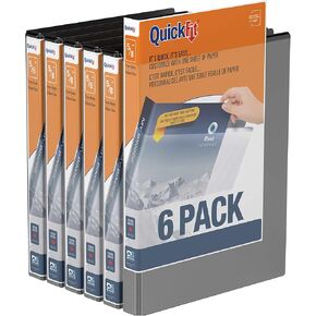 QuickFit View 3 Ring Binder, Angle D-Ring Binder with Clear-View Cover, 1 Inch Wide, Black, Pack of 6 in Kuwait