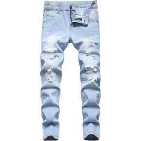 JLLDS LKMQA Boy's Skinny Fit Ripped Destroyed Distressed Slim Fashion Stretch Jeans Pants in Kuwait