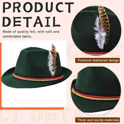 Berlune 4 Pieces Ktoberfest Hats German Alpine Hats with Feather Oktoberfest Bavarian Hats Costume Accessories Oktoberfest Party Retro Set for Adult Cosplay Halloween Role Play in Saudi Arabia