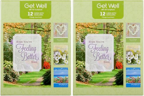 IG98641-RE Religious Get Well Soon Card Set with Envelopes, 12 Cards, 4.75'' W x 6.5'' H, Floral and Landscape Photography in Saudi Arabia