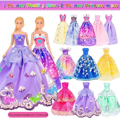 92pcs 11.5 inch Girl Doll with Clothes Accessories and Closet Set Including Long Princess Dress Outfits Shoes Handbags Necklaces DIY Bead Stickers for Design Kit Girl Doll Dress Up (Include Doll) in Kuwait