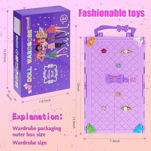 92pcs 11.5 inch Girl Doll with Clothes Accessories and Closet Set Including Long Princess Dress Outfits Shoes Handbags Necklaces DIY Bead Stickers for Design Kit Girl Doll Dress Up (Include Doll) in Kuwait