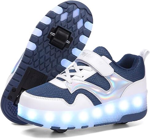 HHSTS Kids Shoes with Wheels LED Light Color Shoes Shiny Roller Skates Skate Shoes Simple Kids Gifts Boys Girls The Best Gift for Party Birthday Christmas Day in Saudi Arabia