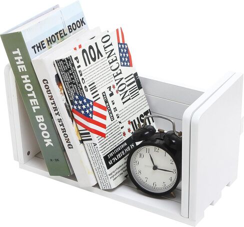 MyGift Rustic Expandable Whitewashed Wood Desktop Bookshelf/Adjustable Tabletop Book Holder Organizer Rack in Kuwait