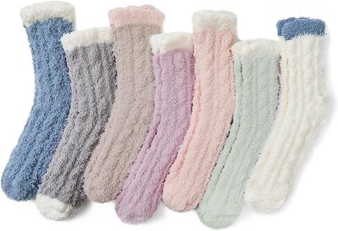جوارب Azue Fuzzy Warm Slipper للنساء جوارب نوم مريحة فائقة النعومة من الألياف الدقيقة 6 أو 5 أزواج in Kuwait