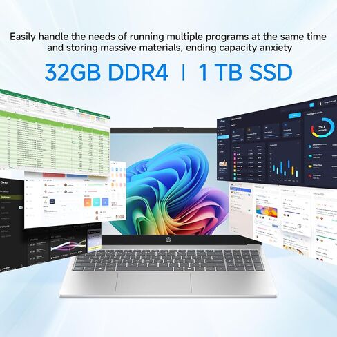 كمبيوتر محمول HP Newest Pavilion بشاشة لمس عالية الدقة مقاس 15.6 بوصة وذاكرة وصول عشوائي سعتها 16 جيجابايت وسعة تخزين 1 تيرابايت SSD، ومعالج Intel Core من النوع C، وHDMI، ونظام التشغيل Windows 11 Home، فضي (متجدد) in Saudi Arabia