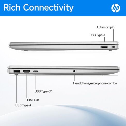 كمبيوتر محمول HP Newest Pavilion بشاشة لمس عالية الدقة مقاس 15.6 بوصة وذاكرة وصول عشوائي سعتها 16 جيجابايت وسعة تخزين 1 تيرابايت SSD، ومعالج Intel Core من النوع C، وHDMI، ونظام التشغيل Windows 11 Home، فضي (متجدد) in Saudi Arabia