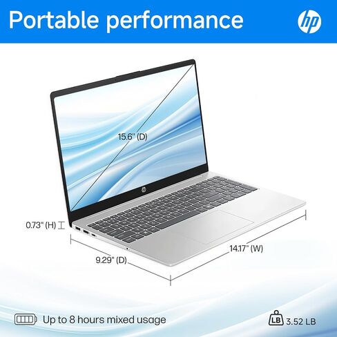 كمبيوتر محمول HP Newest Pavilion بشاشة لمس عالية الدقة مقاس 15.6 بوصة وذاكرة وصول عشوائي سعتها 16 جيجابايت وسعة تخزين 1 تيرابايت SSD، ومعالج Intel Core من النوع C، وHDMI، ونظام التشغيل Windows 11 Home، فضي (متجدد) in Saudi Arabia
