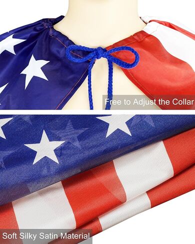 4th of July American Flag Costume Cape American Flag Patriotic Independence Day Halloween Party Patriotic Accessories in Kuwait