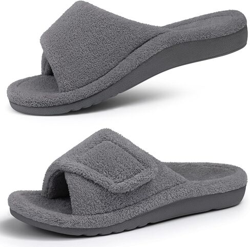 Orthopedic Slippers for Women with Arch Support Adjustable Open Toe House Shoes for Plantar Fasciitis in Kuwait