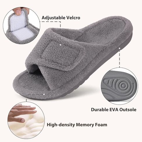 Orthopedic Slippers for Women with Arch Support Adjustable Open Toe House Shoes for Plantar Fasciitis in Kuwait