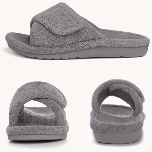Orthopedic Slippers for Women with Arch Support Adjustable Open Toe House Shoes for Plantar Fasciitis in Kuwait