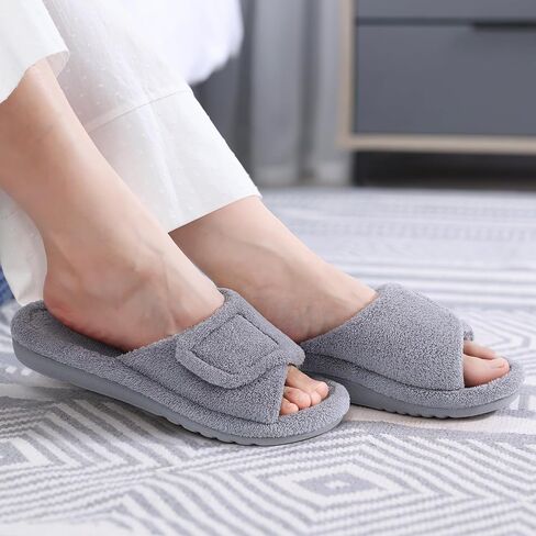 Orthopedic Slippers for Women with Arch Support Adjustable Open Toe House Shoes for Plantar Fasciitis in Kuwait