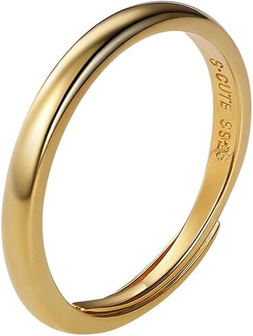 SILVERCUTE Women Cat Ring 925 Sterling Silver 18K Gold Plated Cat on The Moon Cute Wrap Ring Adjustable in Kuwait
