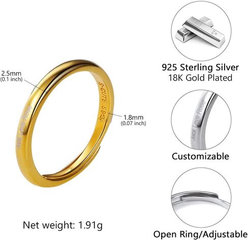 SILVERCUTE Women Cat Ring 925 Sterling Silver 18K Gold Plated Cat on The Moon Cute Wrap Ring Adjustable in Kuwait
