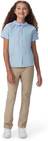 French Toast Peter Pan Collar Short Sleeve Blouse (Girls Standard & Plus Sizes), Blue, in Saudi Arabia