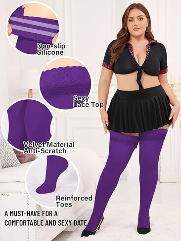 القمر الخشب حجم كبير جوارب الفخذ العليا النسائية 55D شبه شير سيليكون الدانتيل أعلى البقاء حتى الملابس الداخلية الفخذ العليا جوارب طويلة in Kuwait