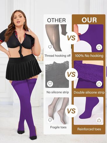 القمر الخشب حجم كبير جوارب الفخذ العليا النسائية 55D شبه شير سيليكون الدانتيل أعلى البقاء حتى الملابس الداخلية الفخذ العليا جوارب طويلة in Kuwait